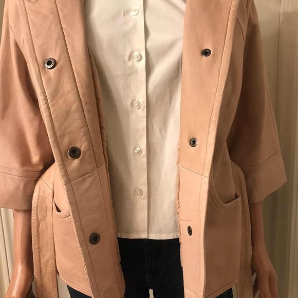 Nordstrom Leather Jacket with belt and closure with 5 hidden buttons. - Picture 7 of 12